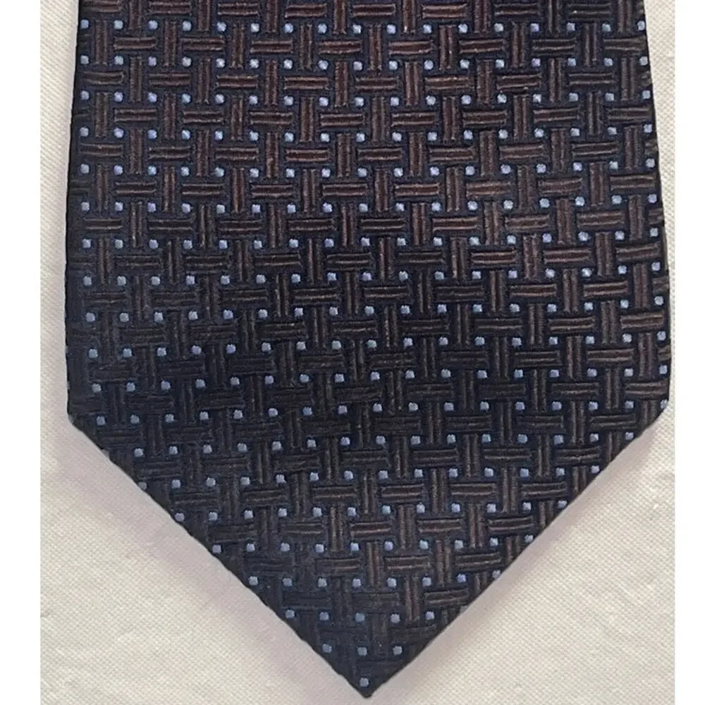 Tasso Elba Men's Tie All silk Neck-Tie - Brown & Blue - 57.5 x 3.25 - GOOD